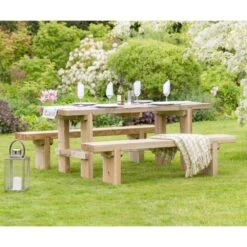 Zest 4 Leisure Rebecca Wooden Table & 2 Bench Set