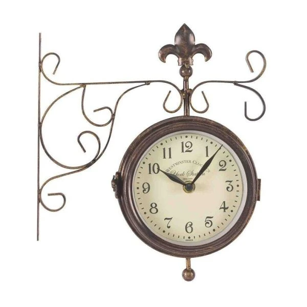 Outside In 5.5" York Double-Sided Station Clock & Thermometer 1 Outside In 5.5" York Double-Sided Station Clock & Thermometer