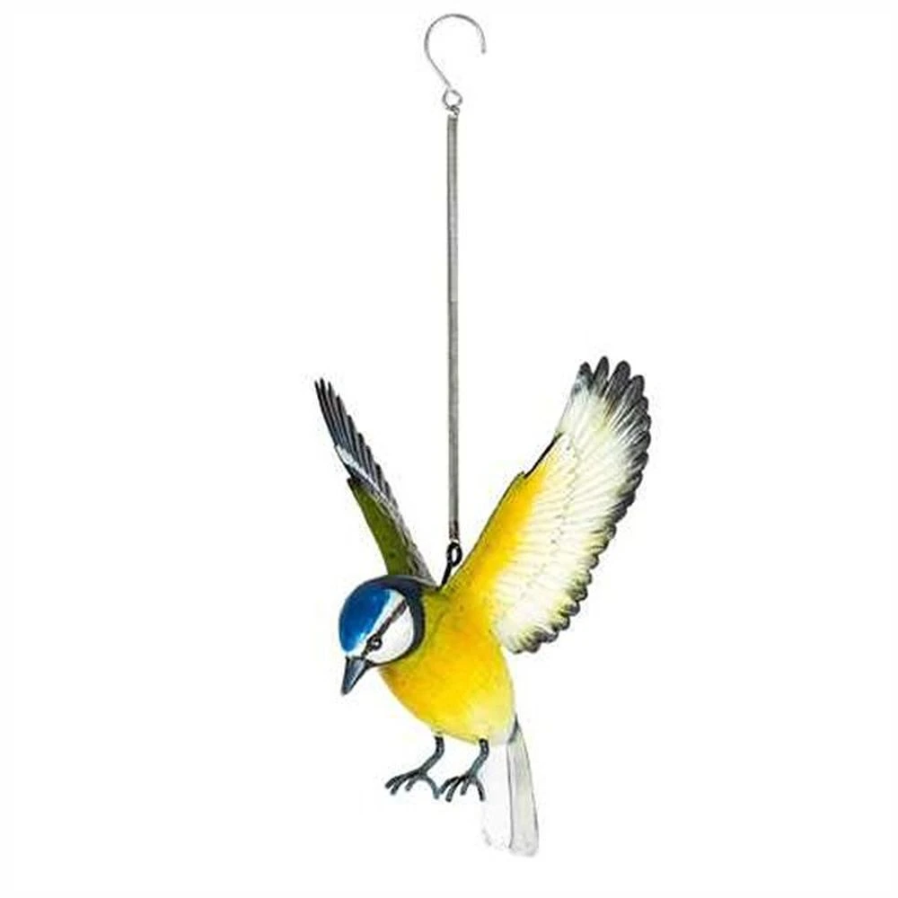La Hacienda Hanging Metal Blue Tit In Flight 1 La Hacienda Hanging Metal Blue Tit In Flight