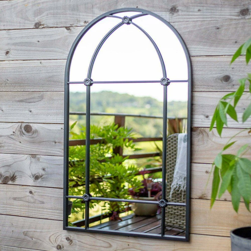 La Hacienda 100cm Black Arched Arundel Indoor/Outdoor Mirror 2 La Hacienda 100cm Black Arched Arundel Indoor/Outdoor Mirror - Image 2