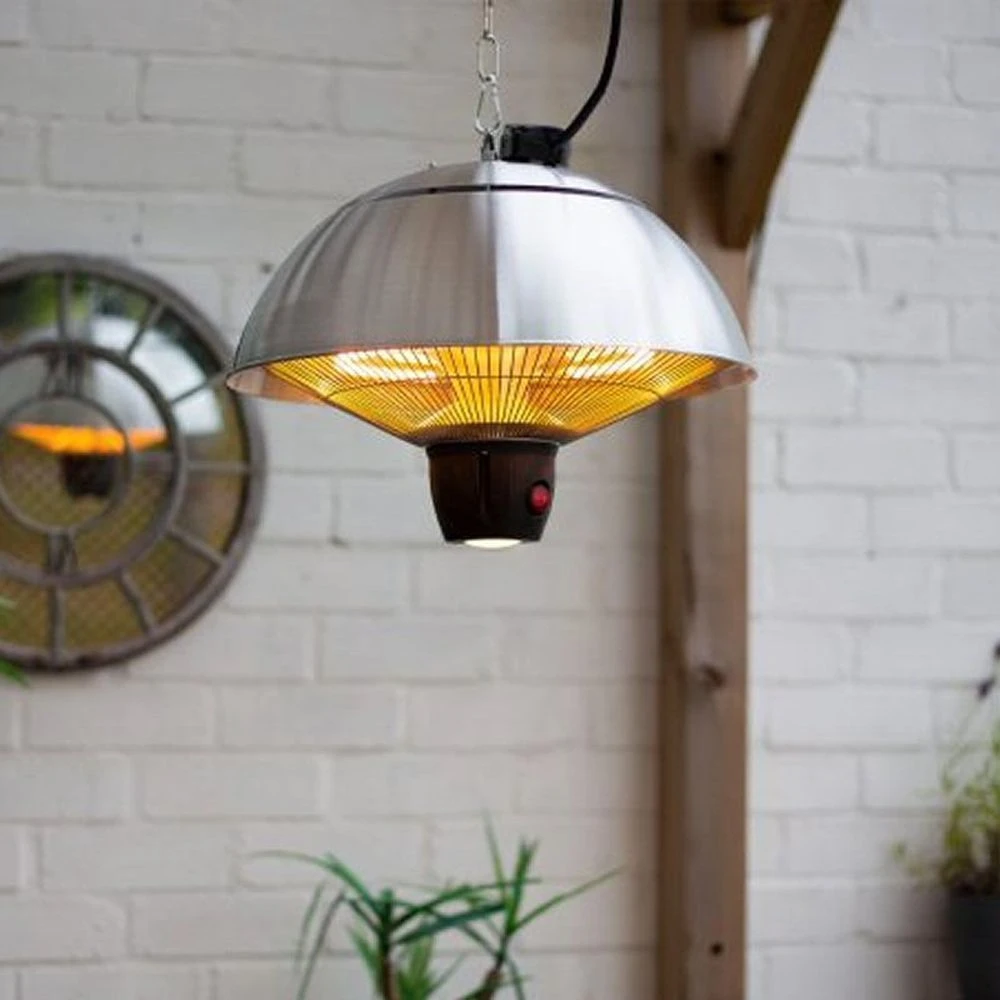 La Hacienda 41cm Silver Hanging Mushroom Patio Heater 2 La Hacienda 41cm Silver Hanging Mushroom Patio Heater - Image 2