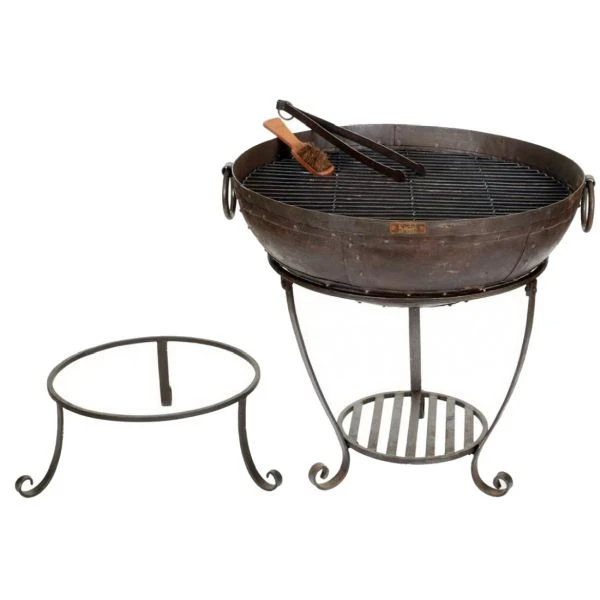 Kadai 60cm Recycled Firebowl With High & Low Stands 1 Kadai 60cm Recycled Firebowl With High & Low Stands