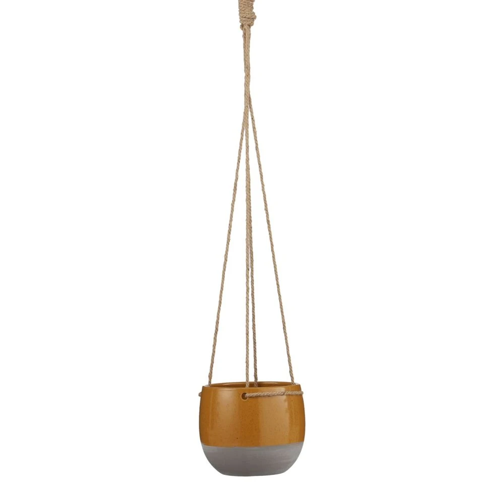 Edelman 16.5cm Ochre Resa Hanging Houseplant Pot 1 Edelman 16.5cm Ochre Resa Hanging Houseplant Pot