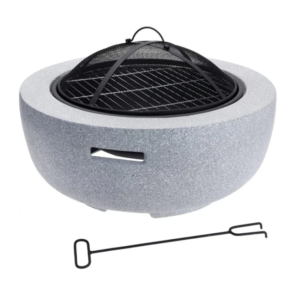 Koopman 60cm Grey Firebowl With BBQ Rack 1 Koopman 60cm Grey Firebowl With BBQ Rack